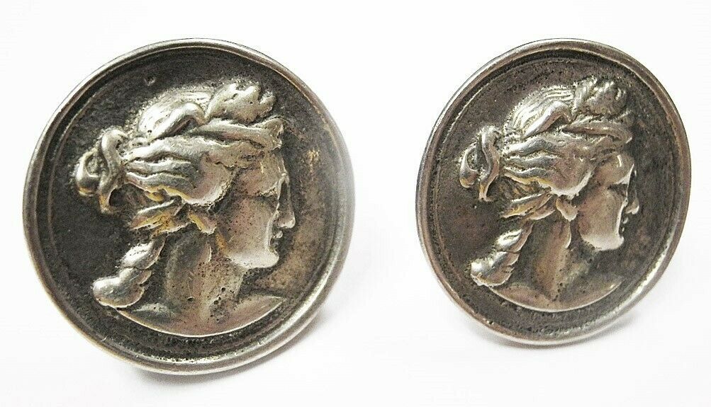 Huge 1964 Sterling Cufflinks 55 Grams Classic Beauty Goddess Lady Profile Signed