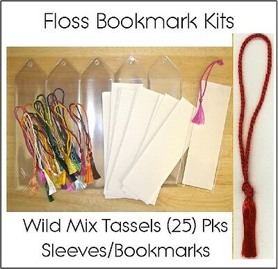 Bookmark Kits: 25 Vinyl Sleeves, Blank Bookmarks, Wild Variety Bookmark Tassels