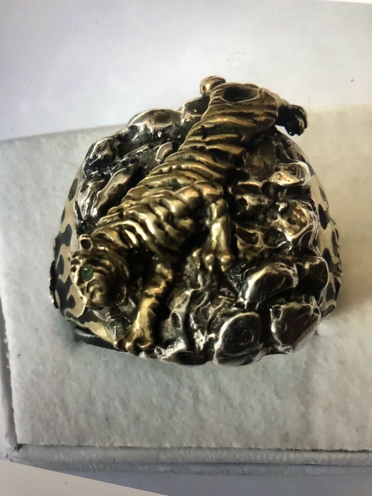 Vintage Sterling Silver Tiger Figural Men’s Ring 23+ Grams Sz 9.5