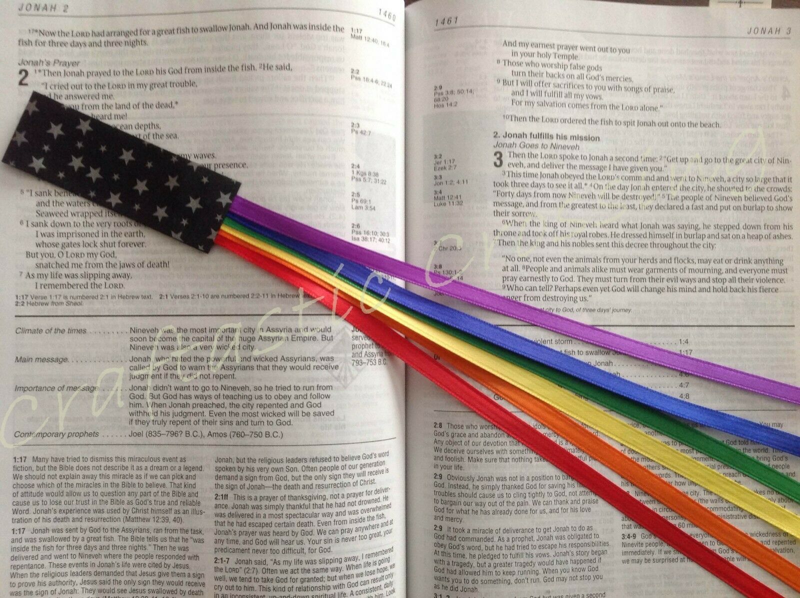 Rainbow 6 Ribbons Multi Page Bookmark Bible Study, Hymnal, Journal Handmade Gift