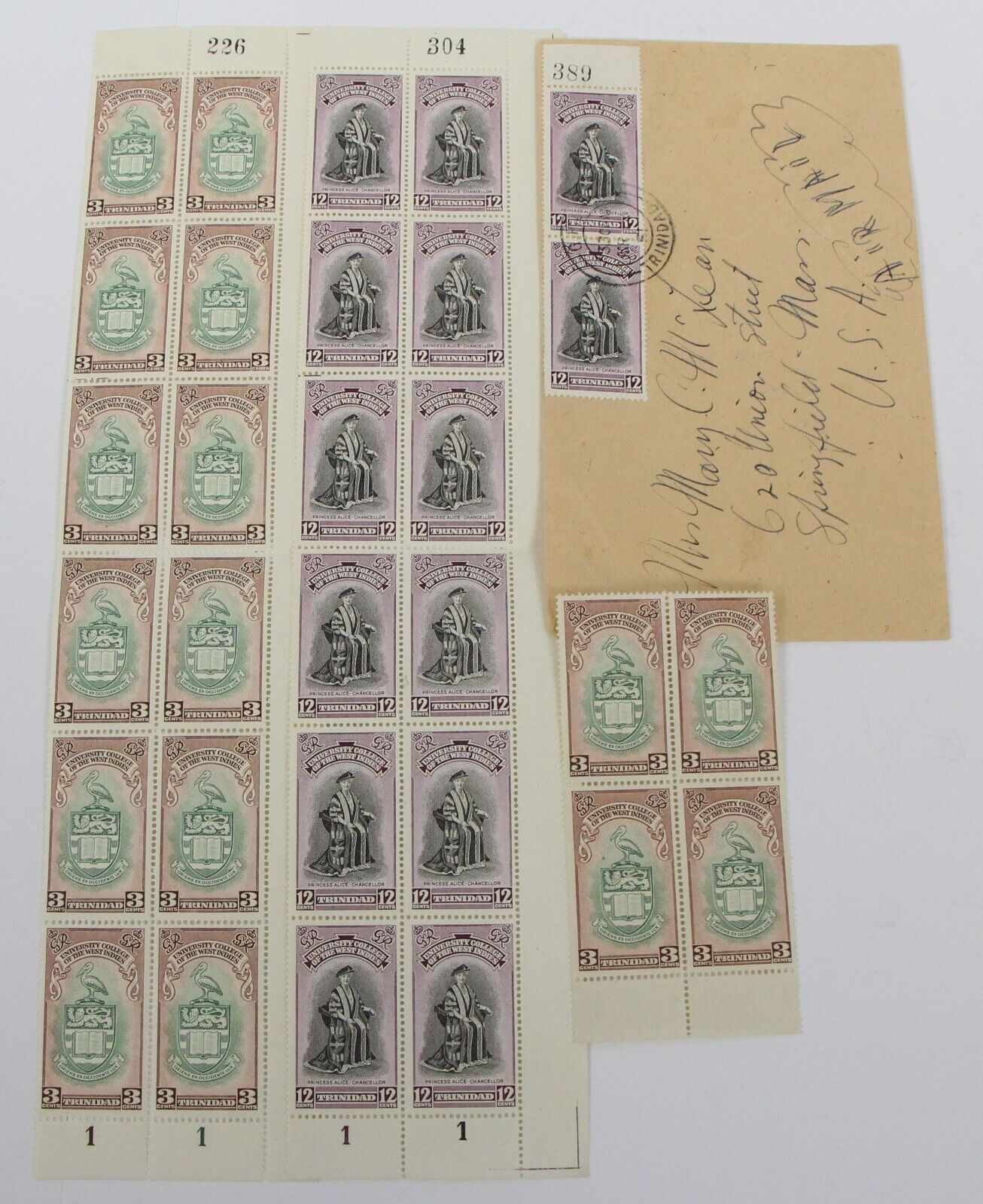 Lot Of Trinidad University College Of The West Indies 3 & 12 Cents Stamps